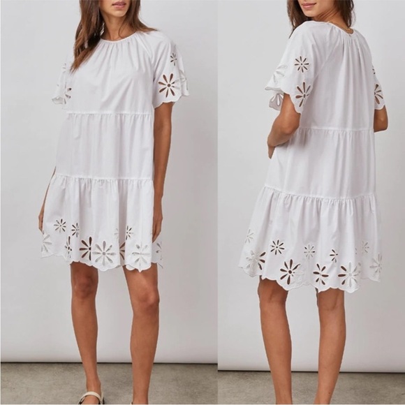NWT Rails Arielle White Eyelet Dress Size Large - Picture 1 of 12